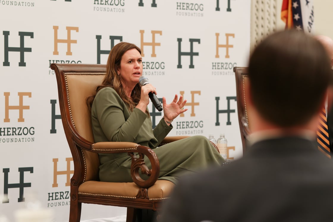 Governor Sarah Huckabee Sanders speaks to Christian school leaders